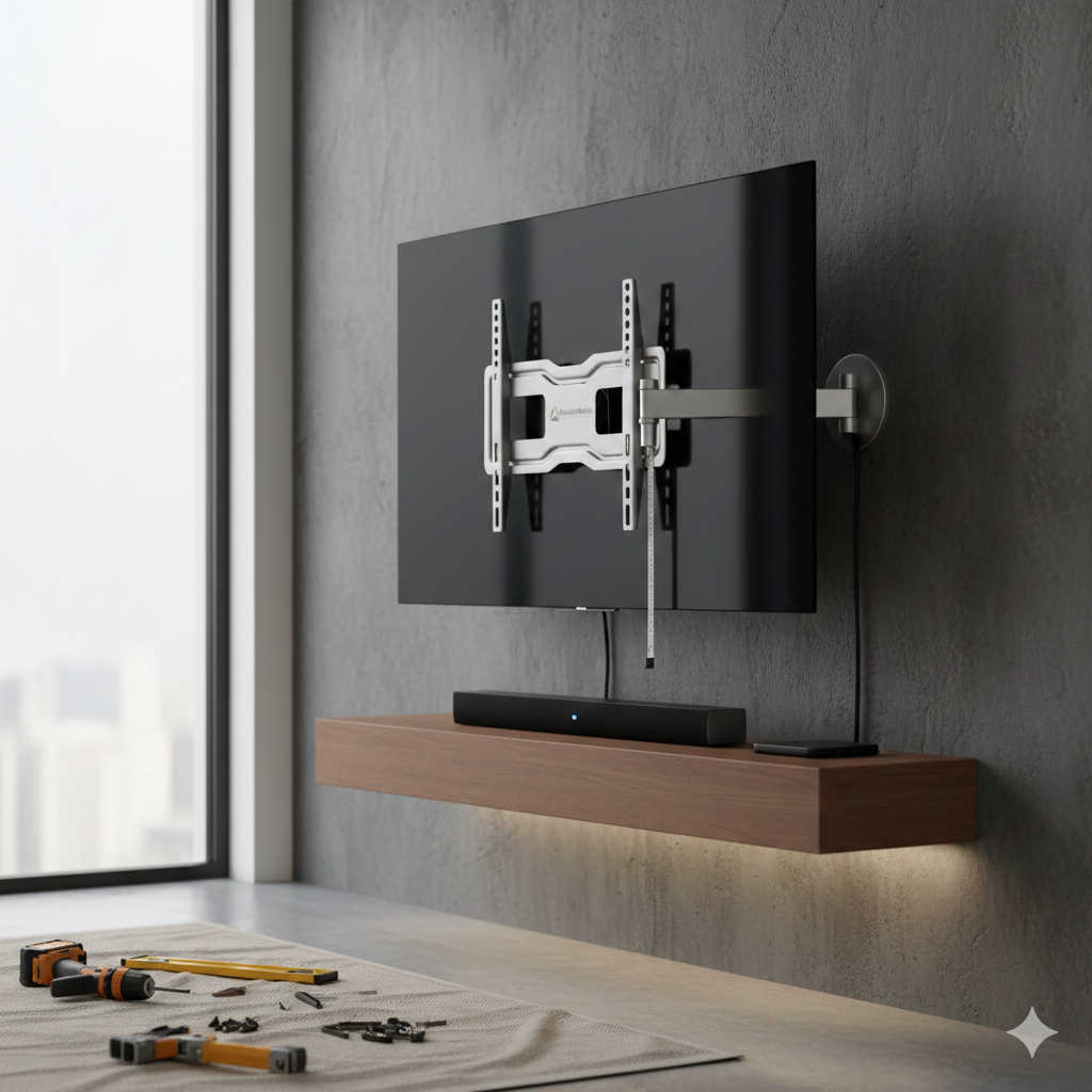 Technician installing TV